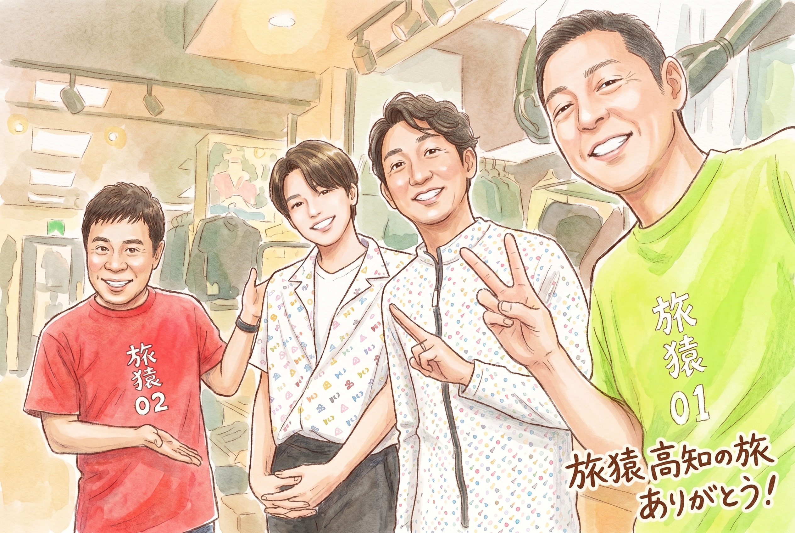 旅猿 高知ロケ記念イラスト